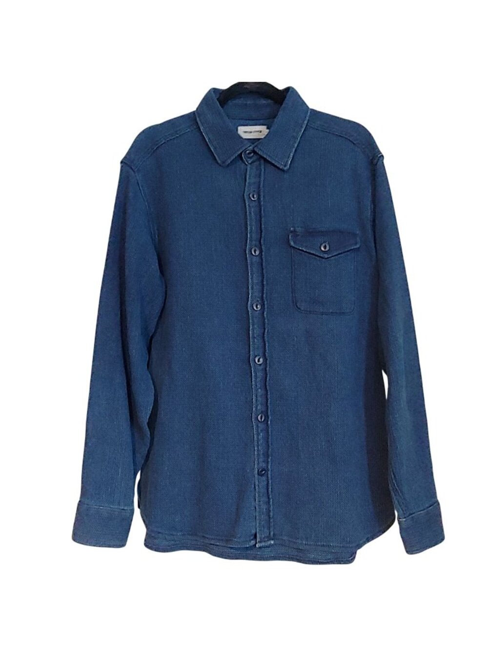 Taylor Stitch Indigo Basket Weave Shirt Workwear Western Country Organic 44